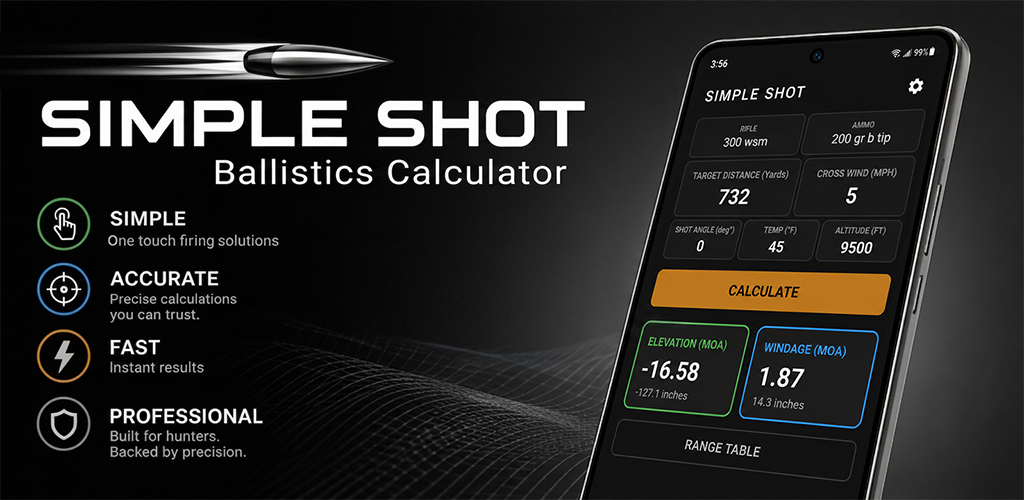Simple Shot Ballistics Calculator App Interface